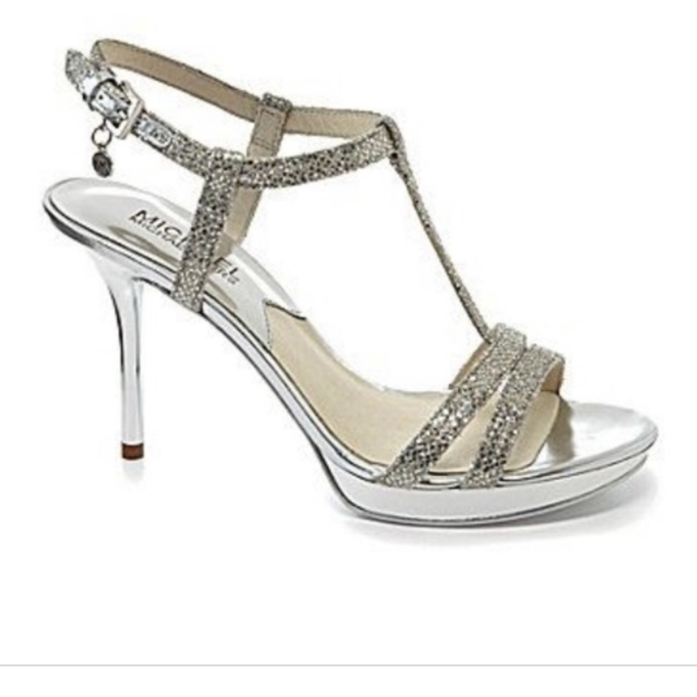 Michael Kors Silver Yvonne Platform Heels- size 8M